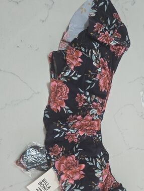 Billabong White and Red Lets Wander Ruffle Off Shoulder BIKINI TOP